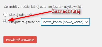 Przypisanie zawartości do nowego profilu